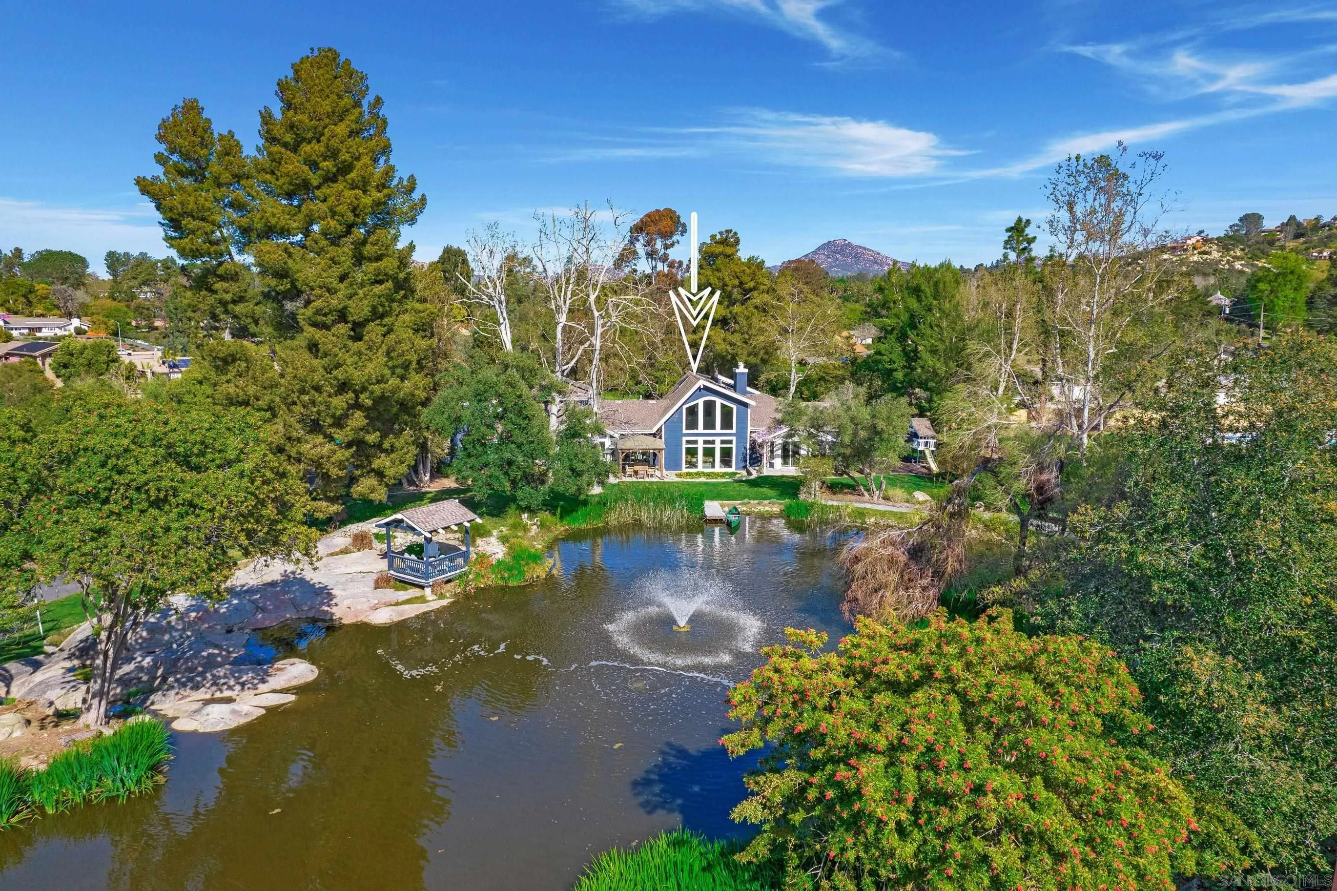 a view of a water with a building in the background