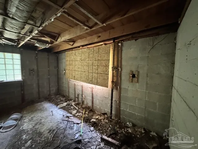 a bathroom with a shower curtain