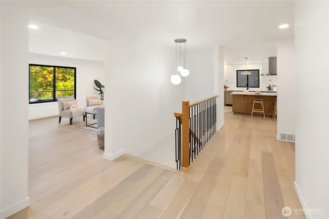 a view of a living room and dining room