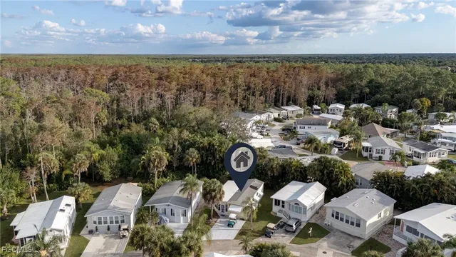 an aerial view of a house