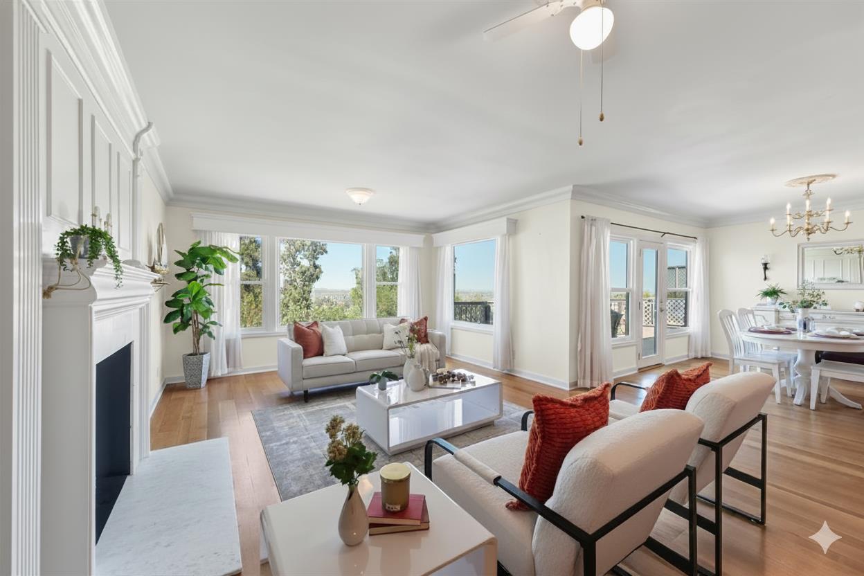 330 41st Avenue San Mateo, CA 94403 - Photo 1 of 38 a living room with furniture fireplace and a large window