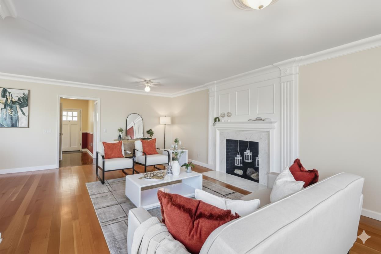 330 41st Avenue San Mateo, CA 94403 - Photo 3 of 38 a living room with furniture and a fireplace