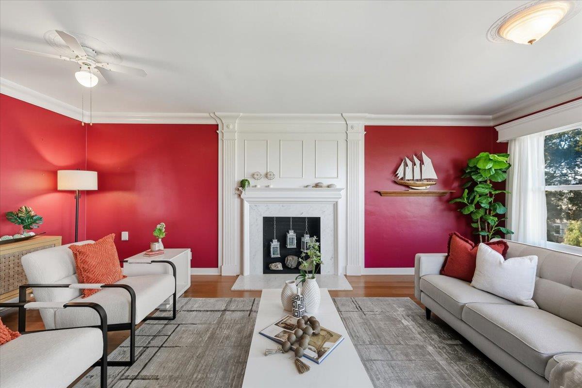 330 41st Avenue San Mateo, CA 94403 - Photo 8 of 38 a living room with furniture and a fireplace