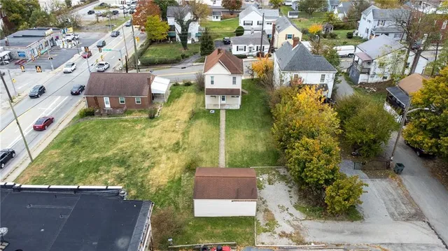 an aerial view of a house