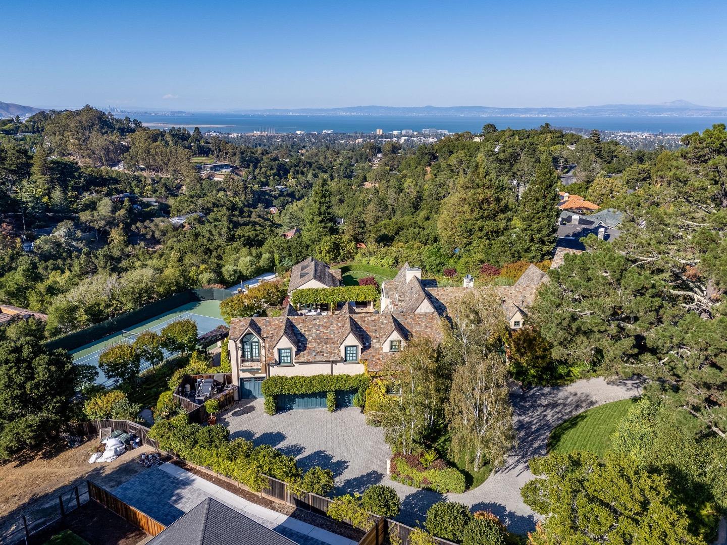 1600 Marlborough Road Hillsborough, CA 94010 - Photo 24 of 111 an aerial view of a house with a lake view