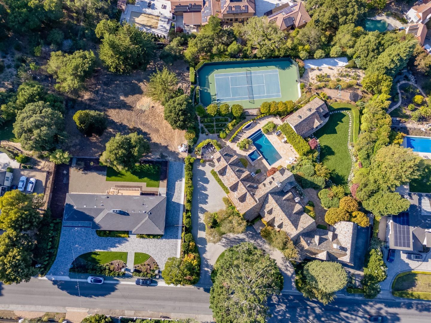 1600 Marlborough Road Hillsborough, CA 94010 - Photo 26 of 111 an aerial view of a house with a yard and plants