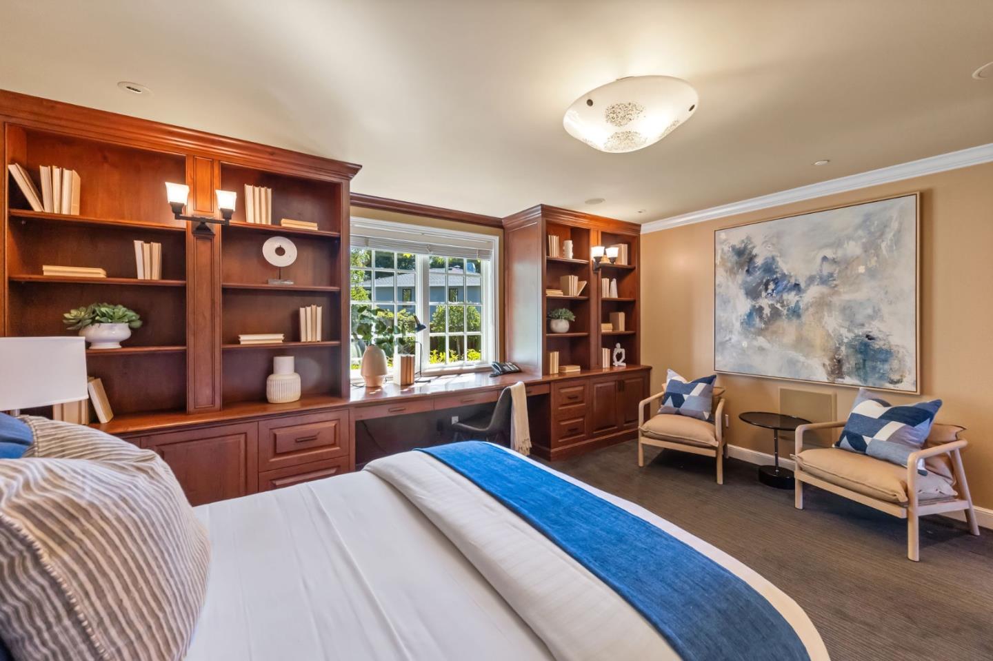 1600 Marlborough Road Hillsborough, CA 94010 - Photo 52 of 111 a bedroom with a bed furniture and a large window