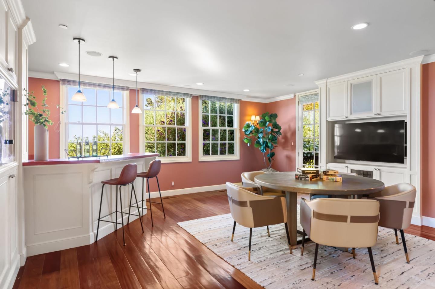 1600 Marlborough Road Hillsborough, CA 94010 - Photo 75 of 111 a view of a dining room with furniture window and wooden floor