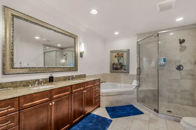 a terrace with a city view