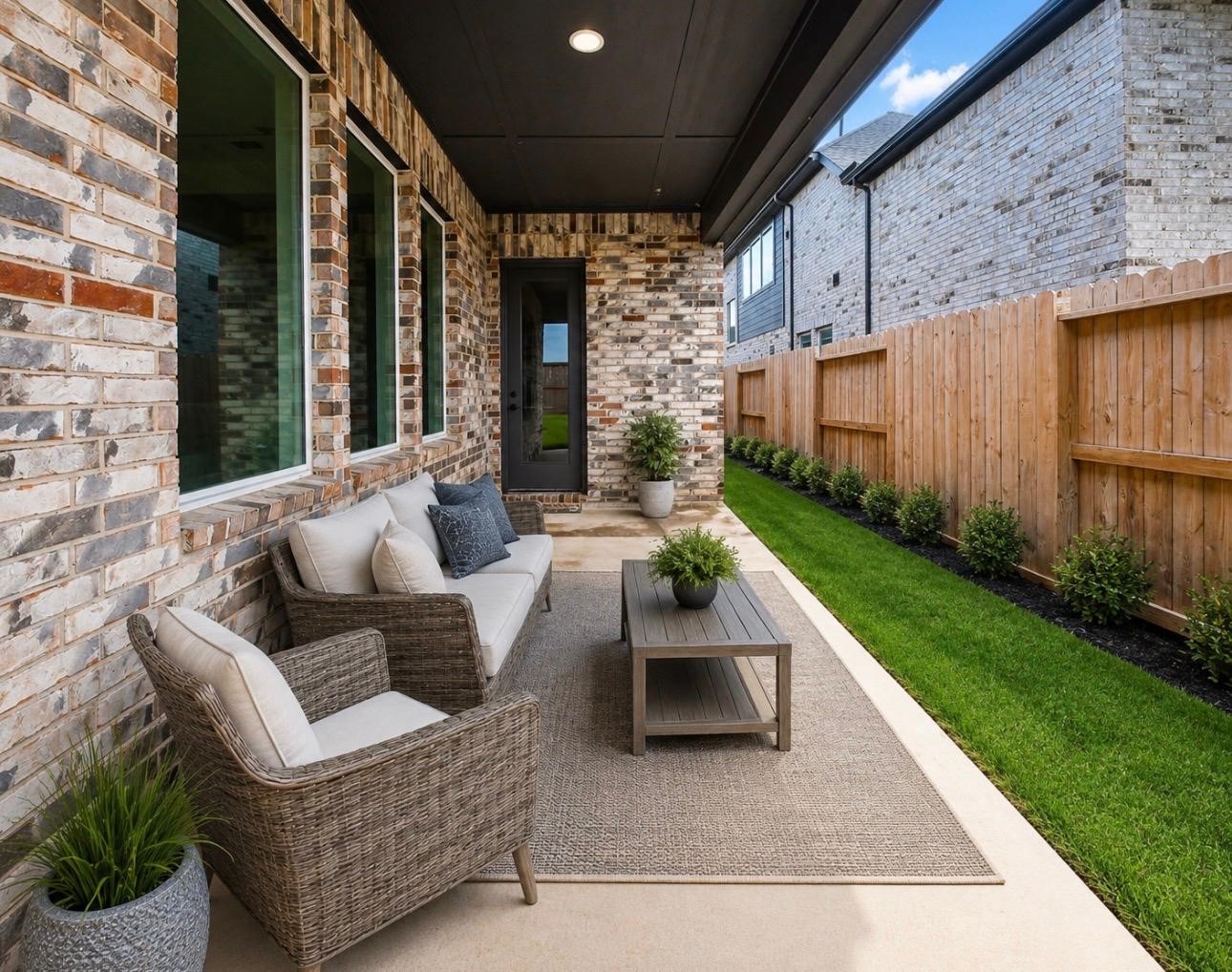 31915 Sky Rdg Lane Fulshear, TX 77441 - Photo 5 of 38 Discover the charm of this inviting covered patio, thoughtfully enhanced to showcase its full potential for relaxation and entertaining.