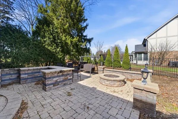 a view of a lake with a outdoor space