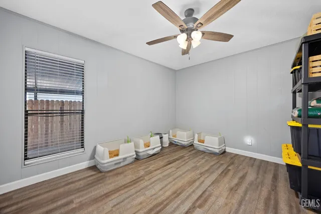 a view of dining room and wooden floor