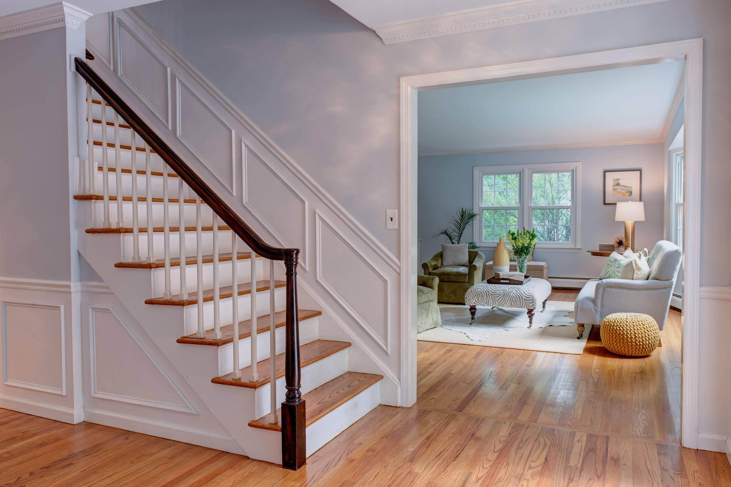 134 Marshall Ridge Road New Canaan, CT 06840 - Photo 6 of 37 a view of entryway livingroom and hall with wooden floor