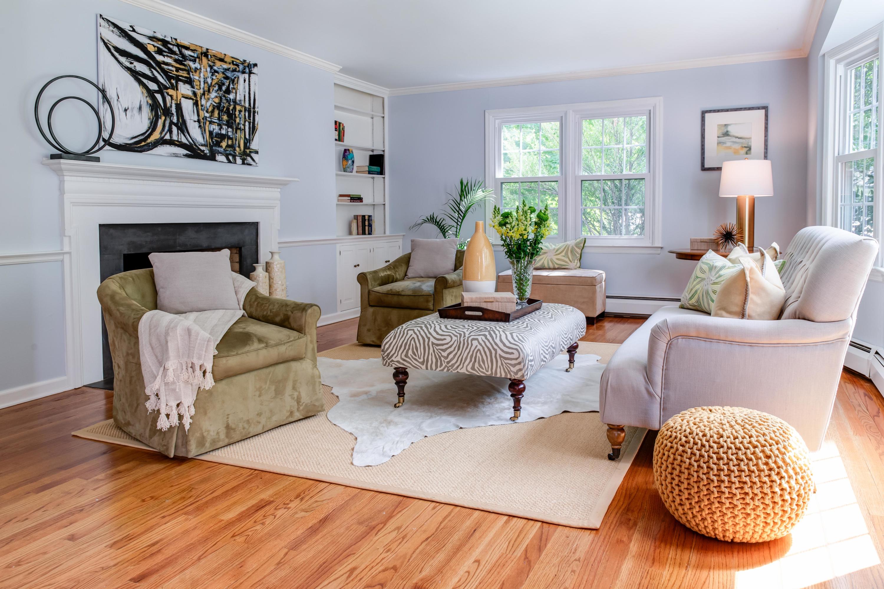 134 Marshall Ridge Road New Canaan, CT 06840 - Photo 7 of 37 a living room with furniture and a fireplace