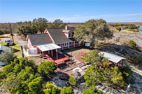 an aerial view of a house