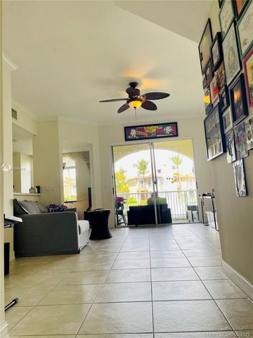 a living room with a large window