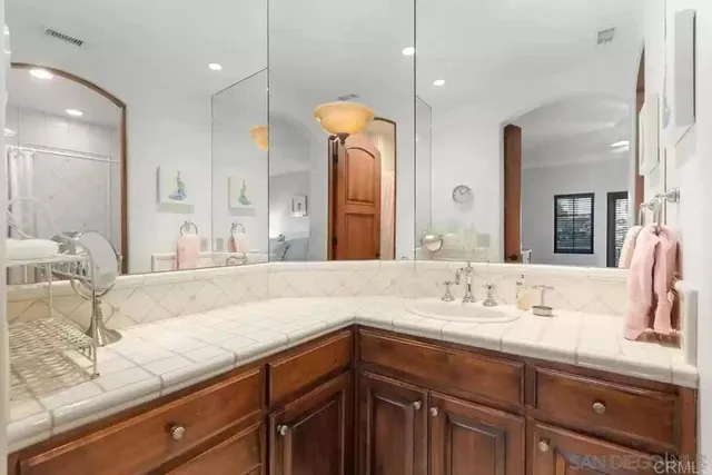 a view of ocean and mountain