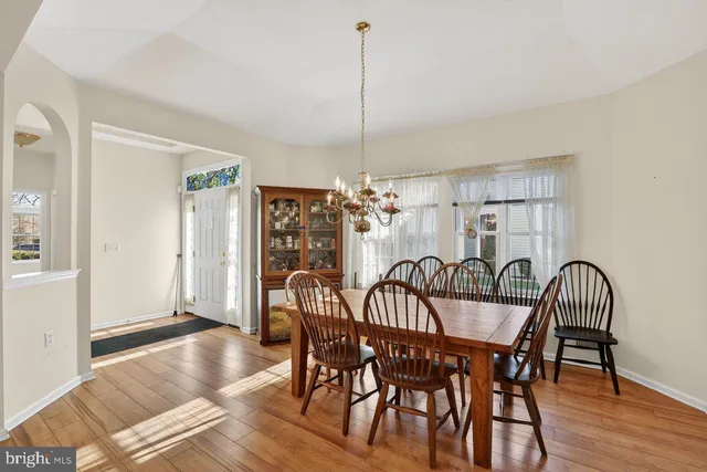 a table and chairs in a room