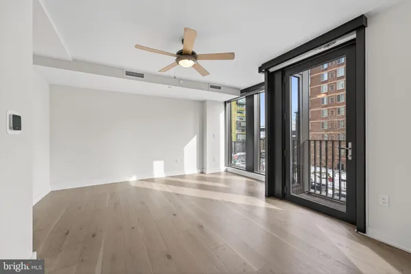 a view of an empty walk in closet