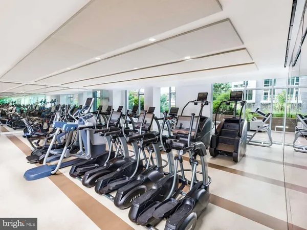a view of a room with gym equipment