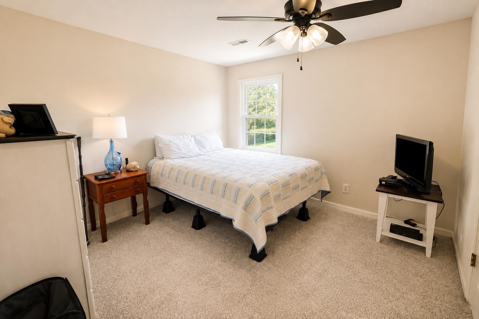 3226 19th Highway West Ripley, TN 38063 - Photo 9 of 18 Light-filled interior space with a ceiling fan, plush carpet flooring, and a window providing natural light