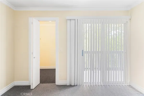 a view of a room with a door