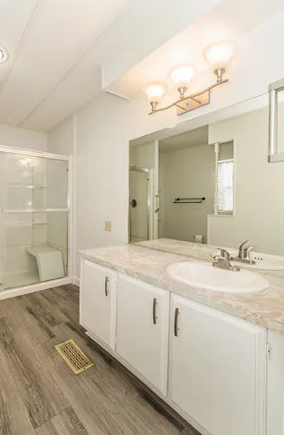 a bathroom with a shower