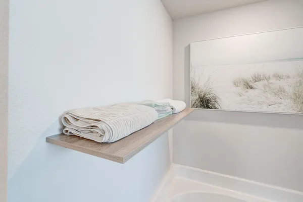 a bathroom with a bathtub