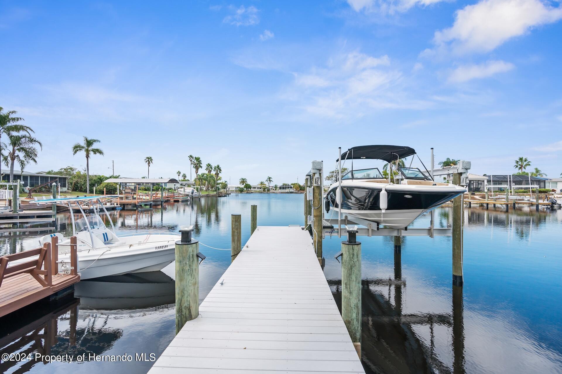 12535 3rd Isle Hudson, FL 34667 - Photo 44 of 46 a view of a lake with boats and trees in the background