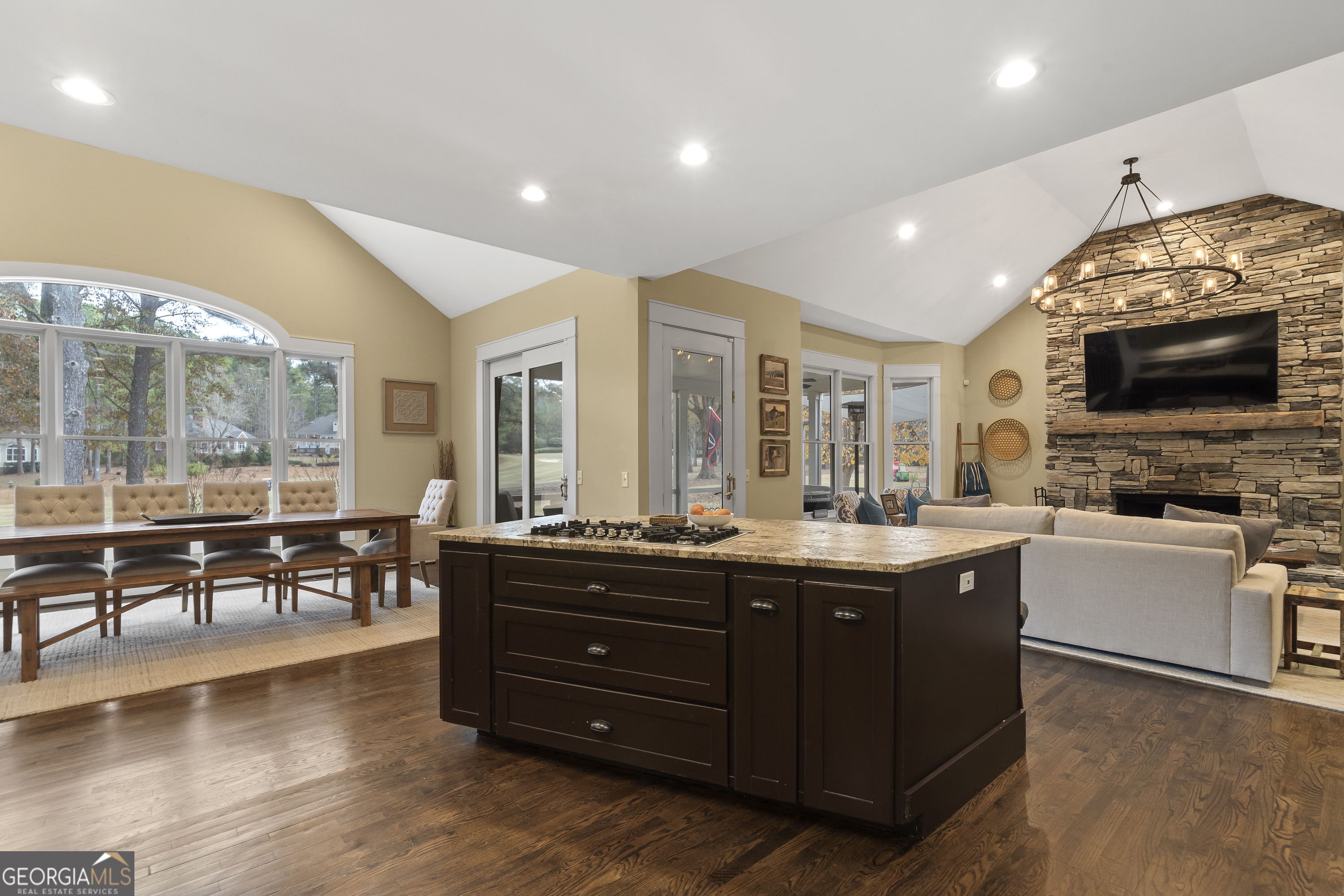 100 Camelrest Lane Eatonton, GA 31024 - Photo 12 of 59 a view of living room with granite countertop furniture and fireplace