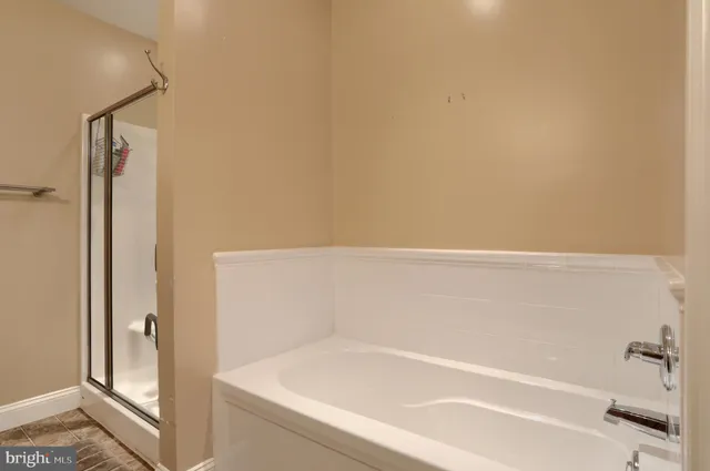 a bathroom with a bathtub