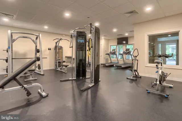 a view of a room with gym equipment