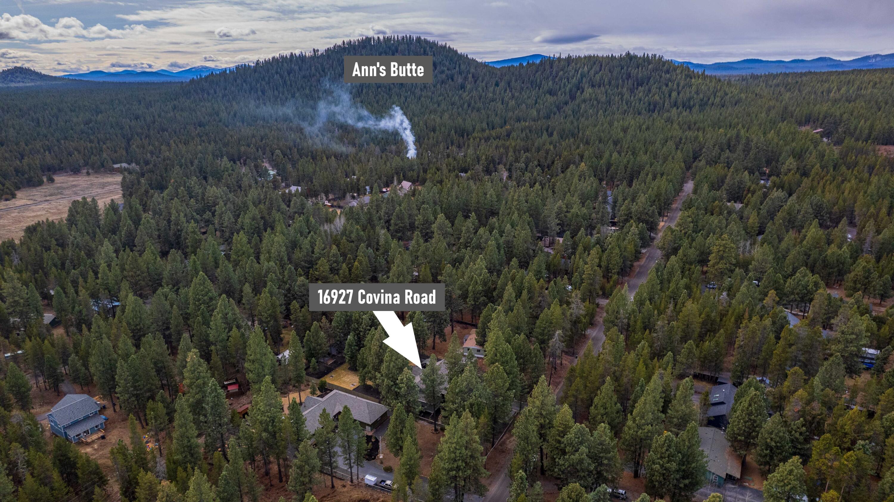 16927 Covina Road Bend, OR 97707 - Photo 51 of 54 Aerial location view showing the home?s close proximity to Ann?s Butte and nearby National Forest access, adding to the appeal of this DRRH location.