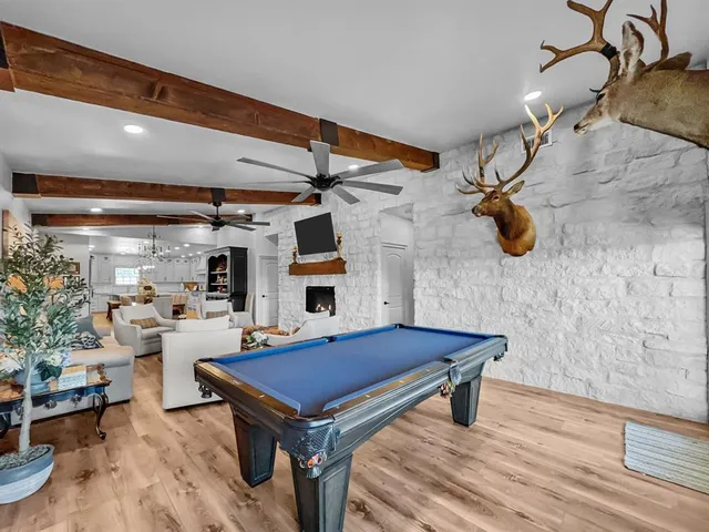 a living room with a table