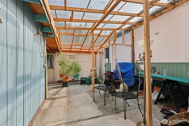 a view of living room with porch and furniture