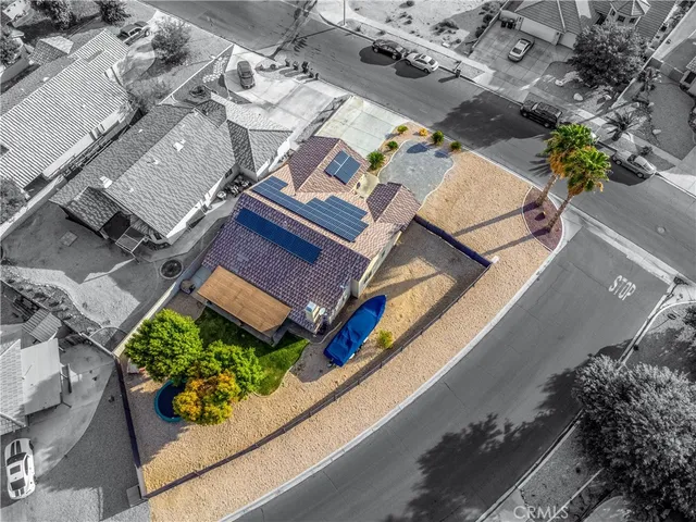 an aerial view of a house