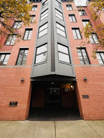 a view of a building with a door