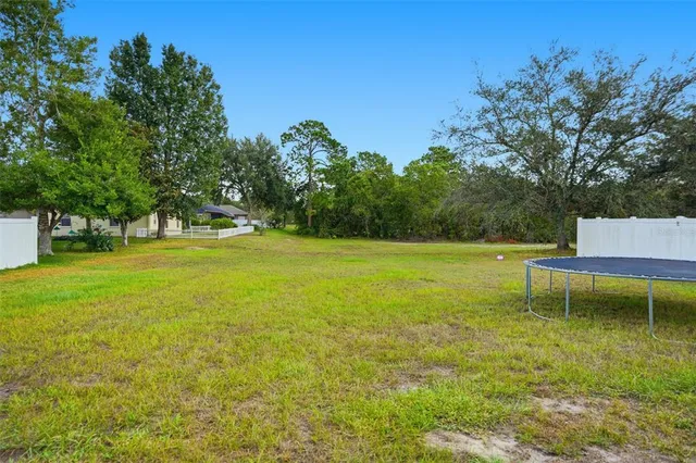 a garden view with a seating space
