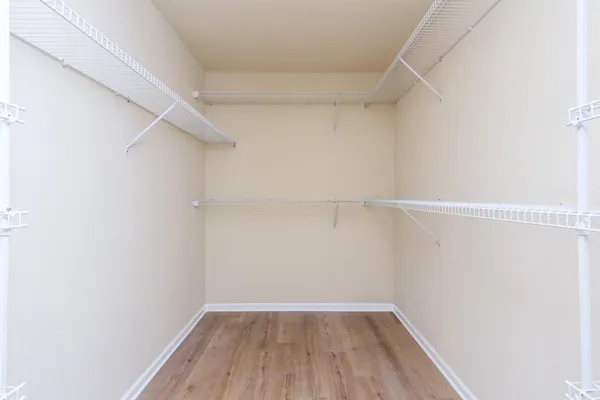 a view of an empty walk in closet