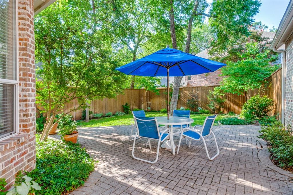 3400 Springbranch Drive Richardson, TX 75082 - Photo 30 of 37 a view of a table and chairs under an umbrella in backyard