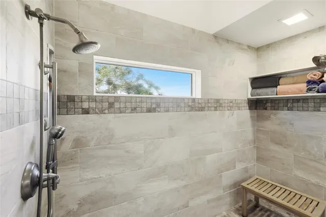 a bathroom with a shower