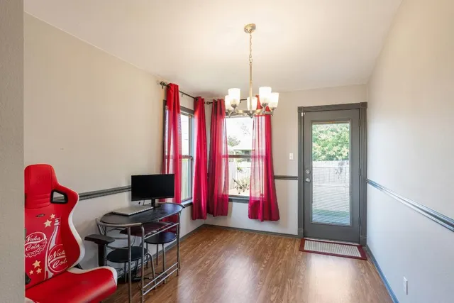 a view of a room with music instruments