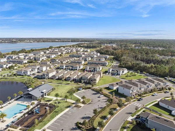 an aerial view of a city with lots of residential buildings
