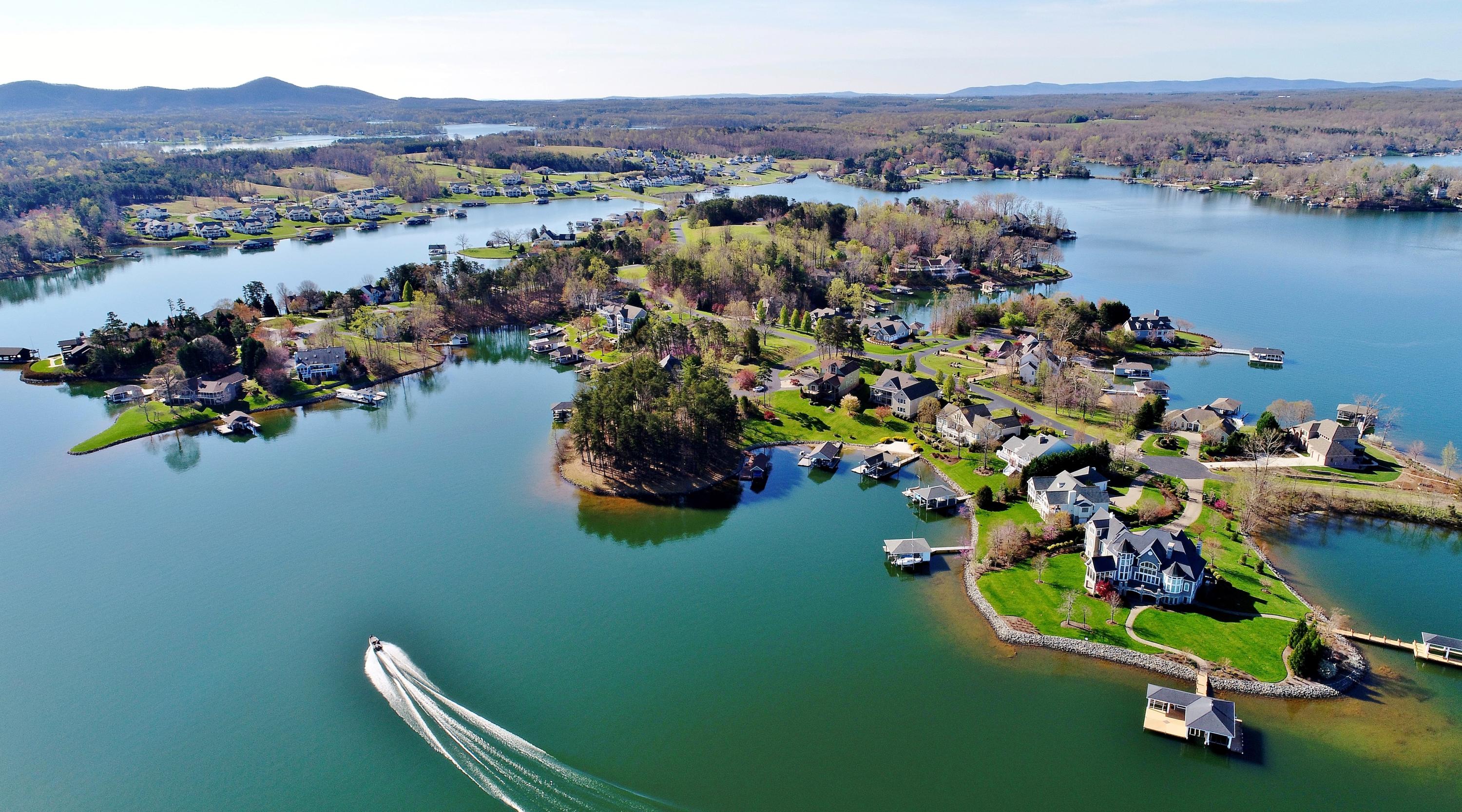 Lot 45 Fantasy Point Cir Union Union Hall, VA 24176 - Photo 15 of 30 an aerial view of a house with a lake view