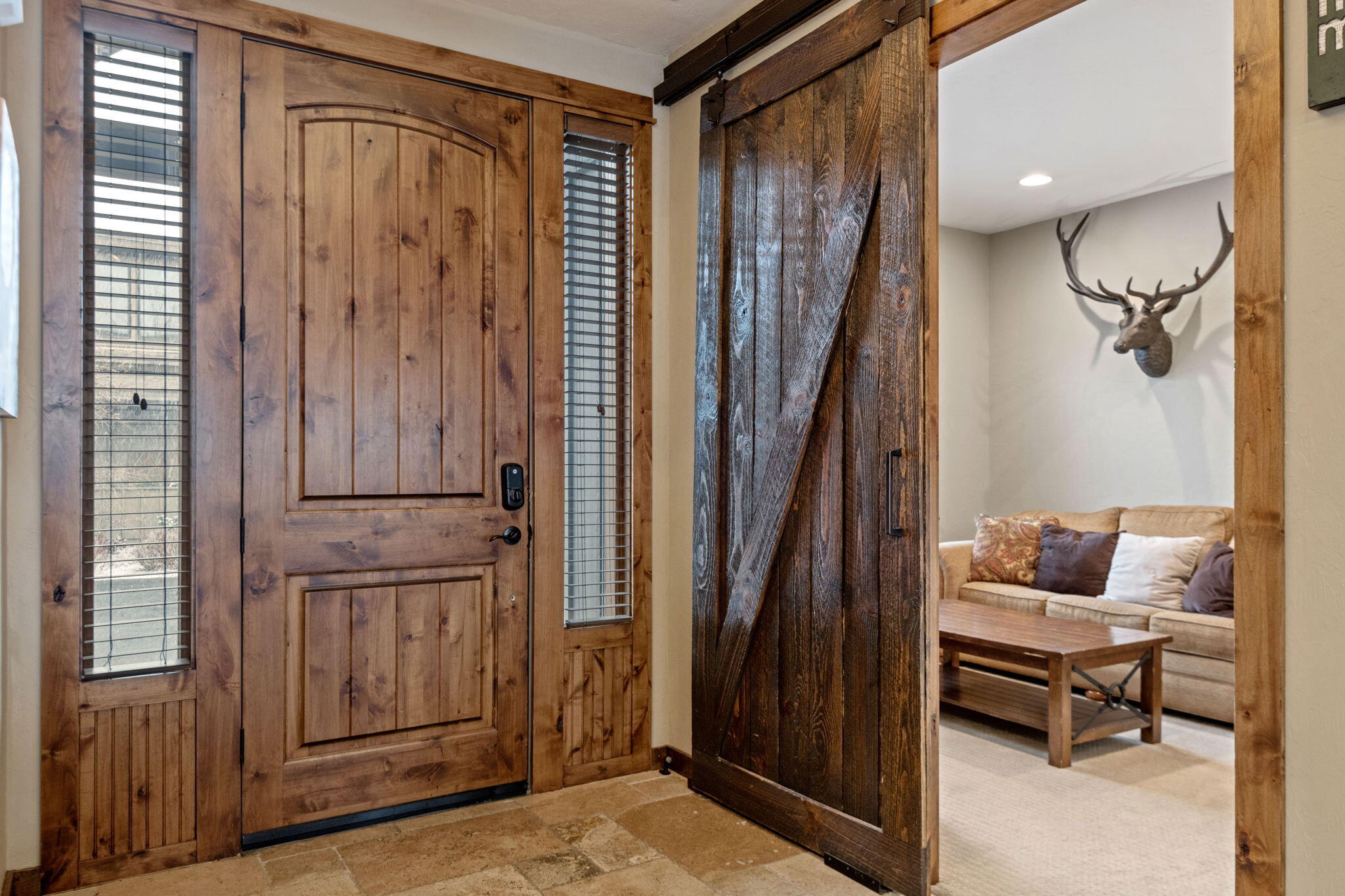 56508 Dancing Rock Loop, Unit 22 Bend, OR 97707 - Photo 9 of 69 Sliding solid alder barn door to office/media/extra sleeping