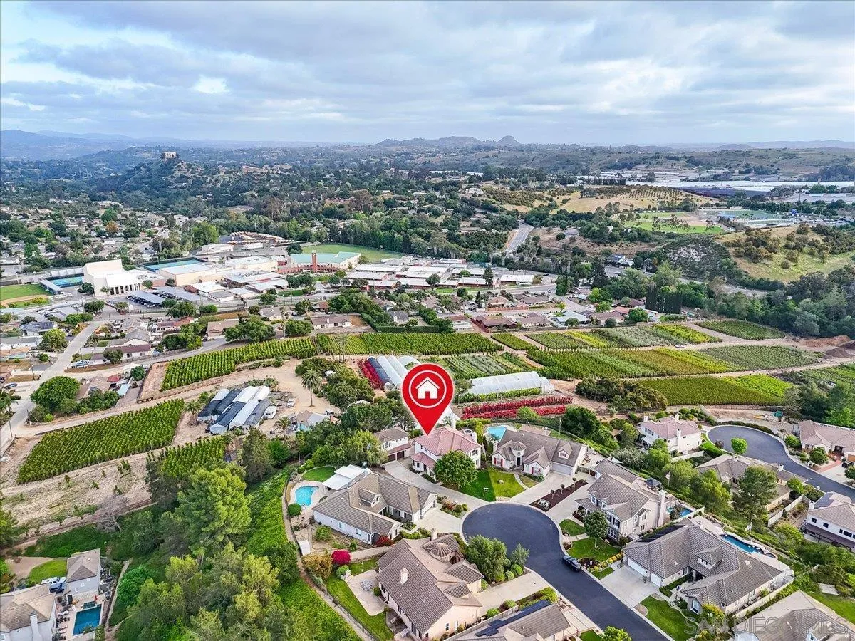2196 Kirkcaldy Road Fallbrook, CA 92028 - Photo 43 of 57 an aerial view of residential houses with outdoor space and swimming pool