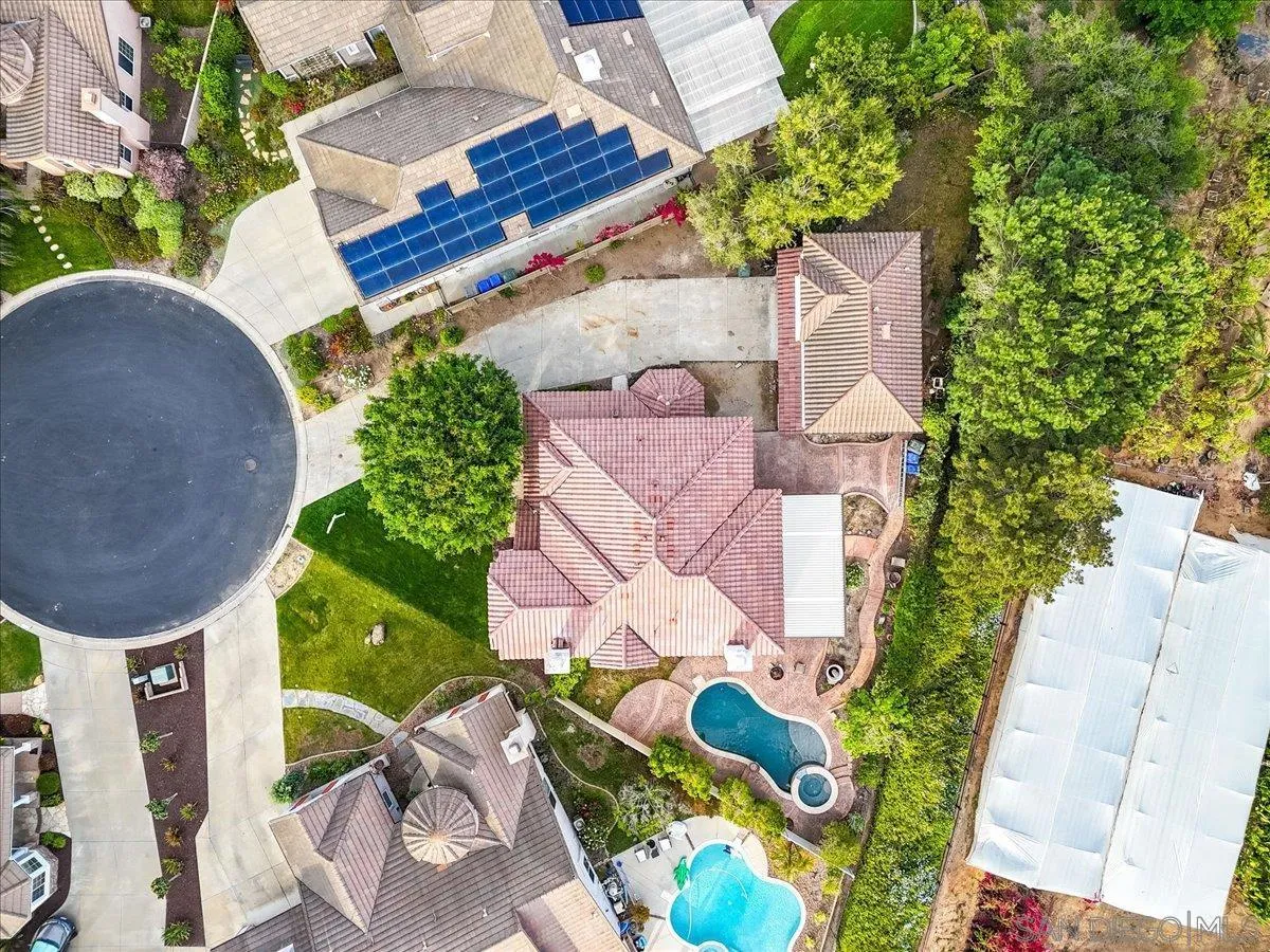 2196 Kirkcaldy Road Fallbrook, CA 92028 - Photo 53 of 57 an aerial view of a house with a yard and potted plants