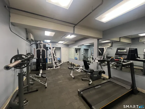 a view of a room with gym equipment