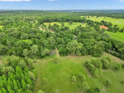 a view of a grassy field with trees in the background