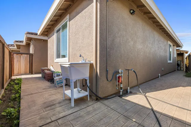 an aerial view of a swimming pool and mountain